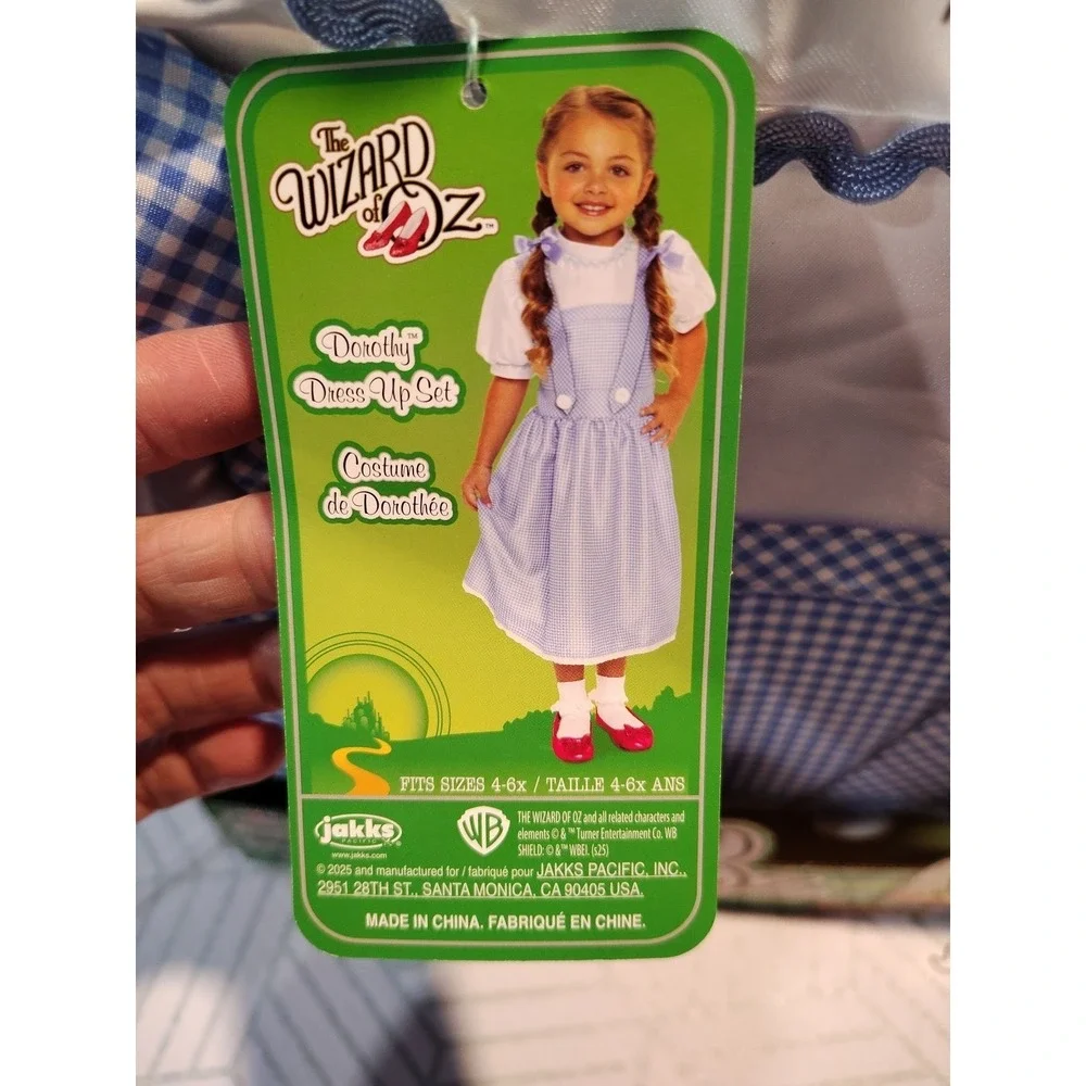 Wizard Of Oz Dorothy Costume Dress Up Set Jakks Pacific Size 4-6x +Accessory New
